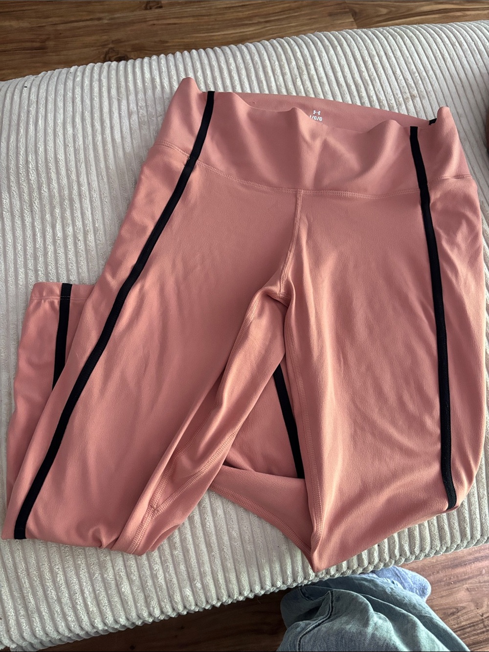 Under Armour Pink Leggings with Black Side Stripes